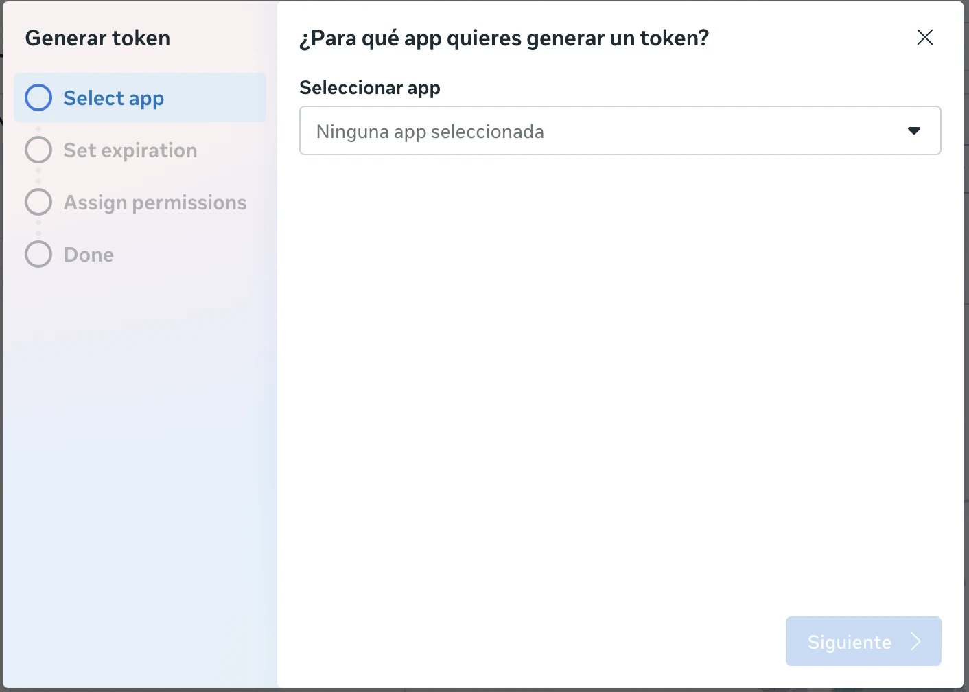 Select app for token
