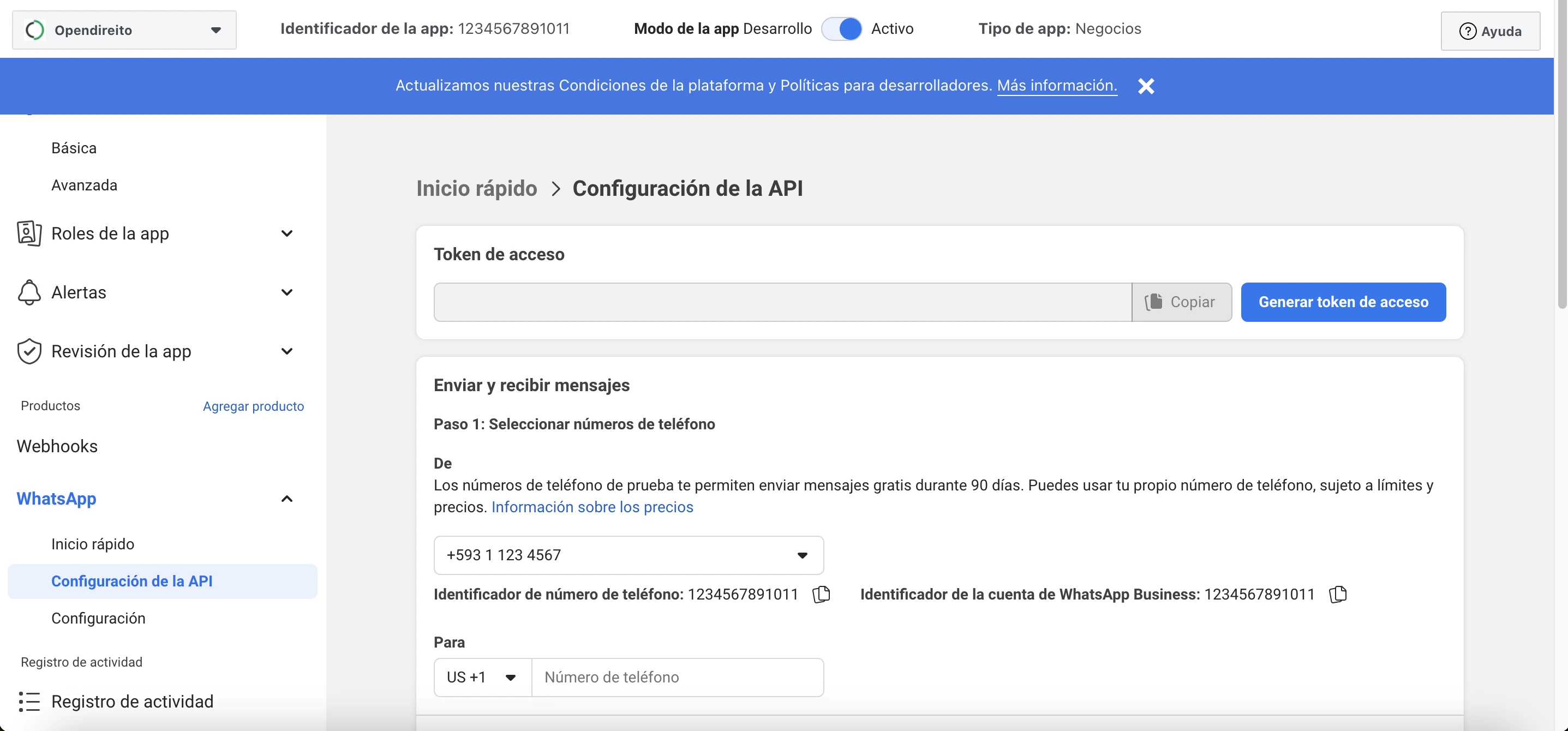 WhatsApp API Configuration in Meta