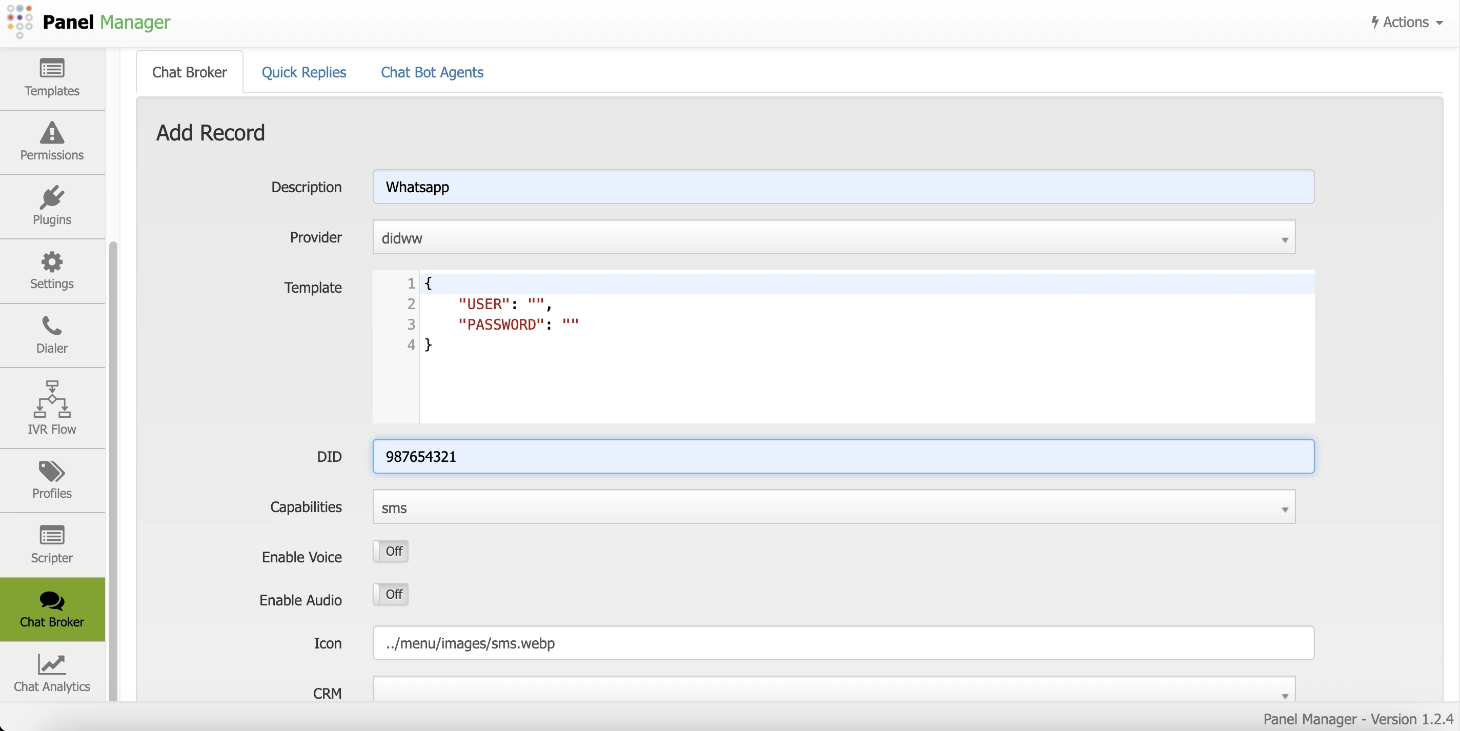 Chat Broker Add Record Form 1