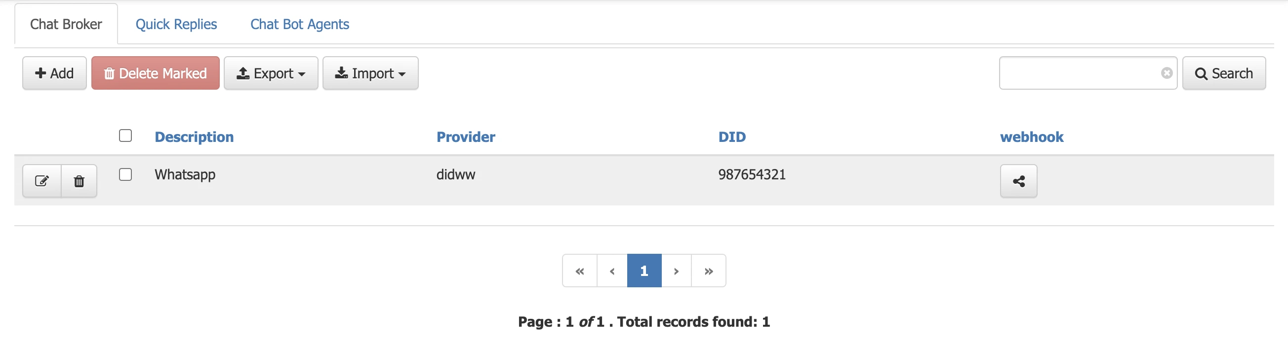 Chat Broker Records List
