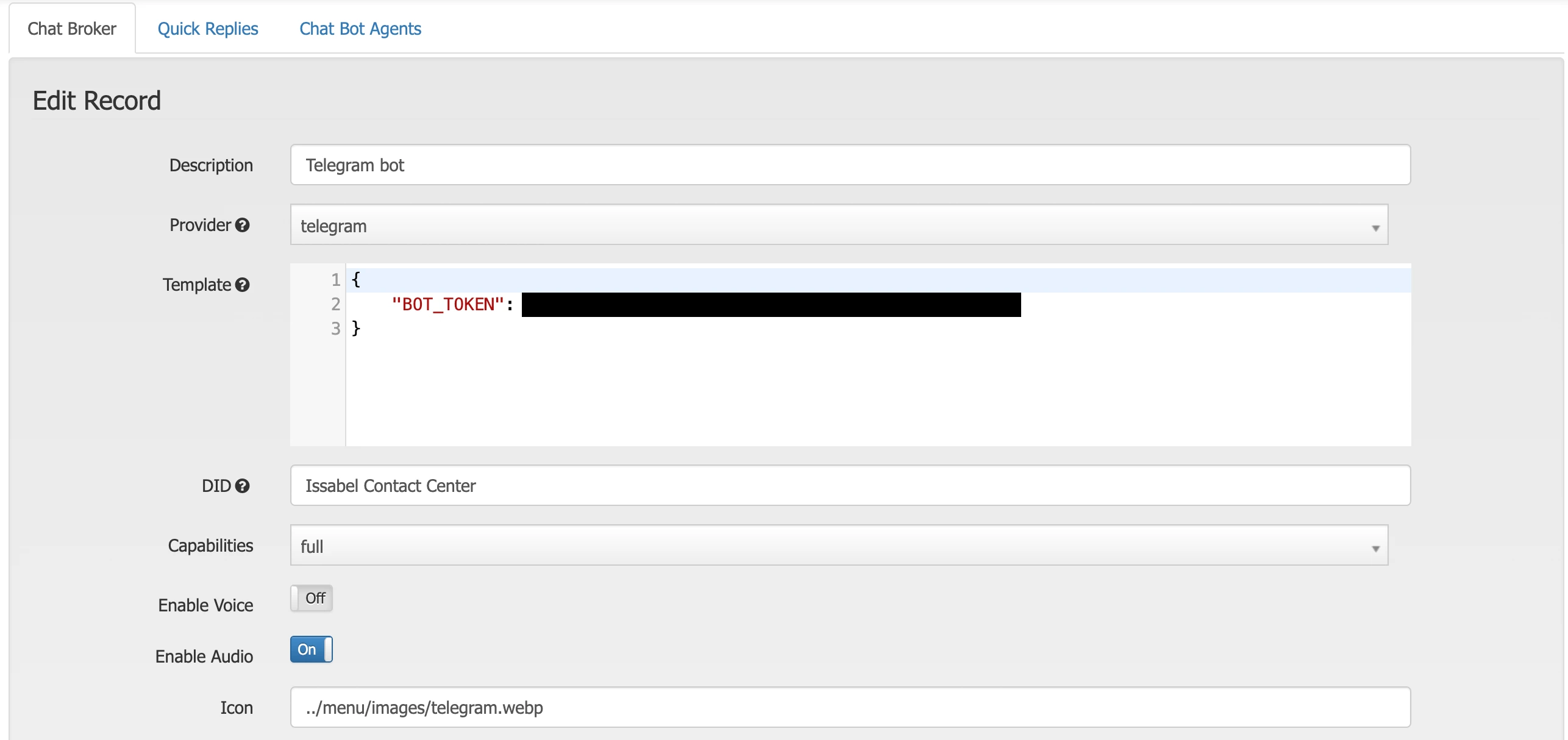 Configuring Telegram channel