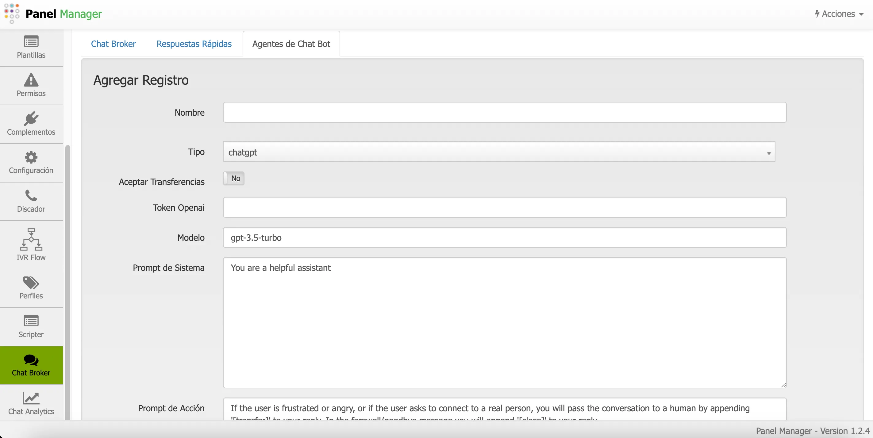 Formulario de agentes de chatbot 1