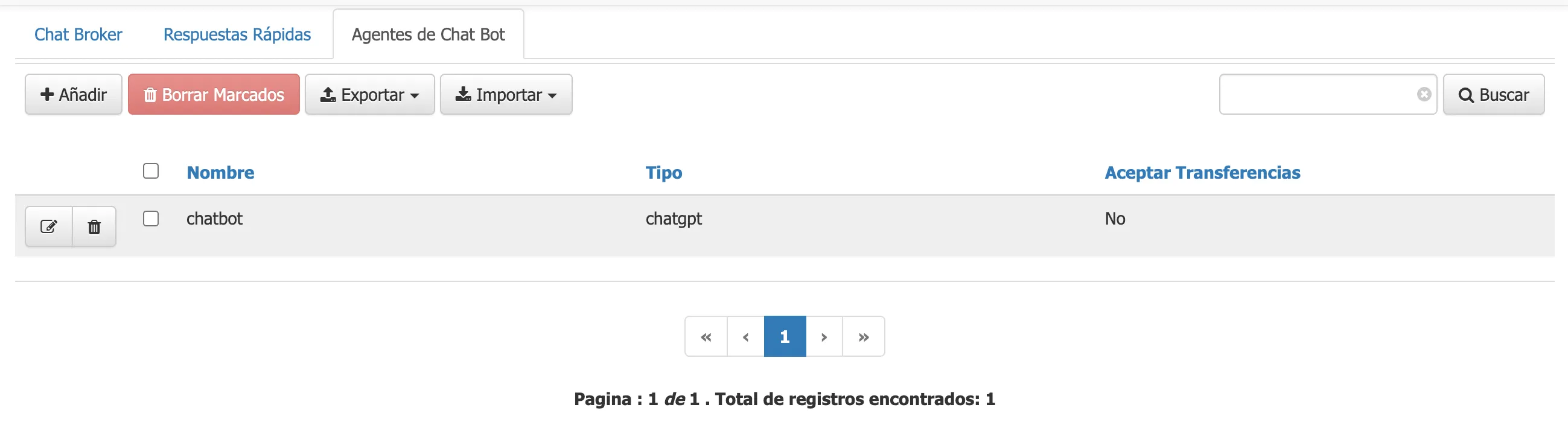 Lista de agentes de chatbot