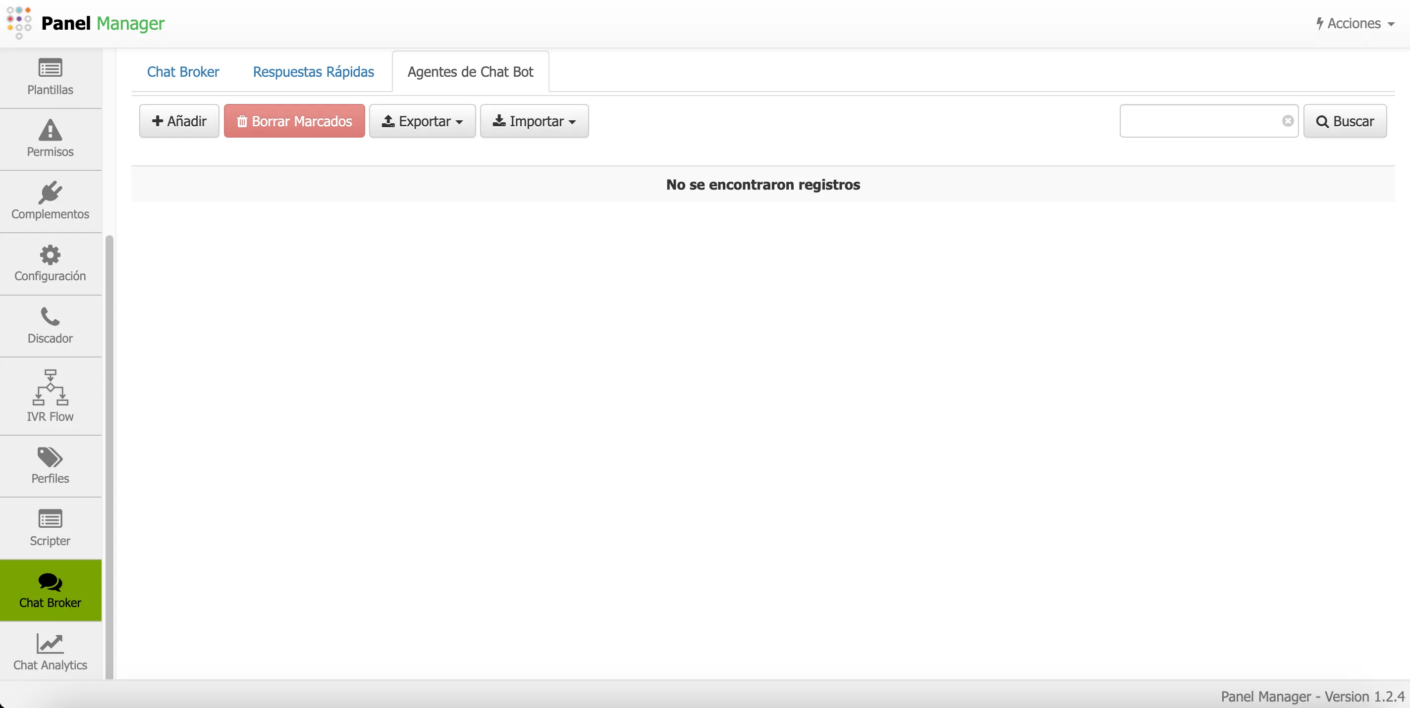 Vista General de agentes de chatbot