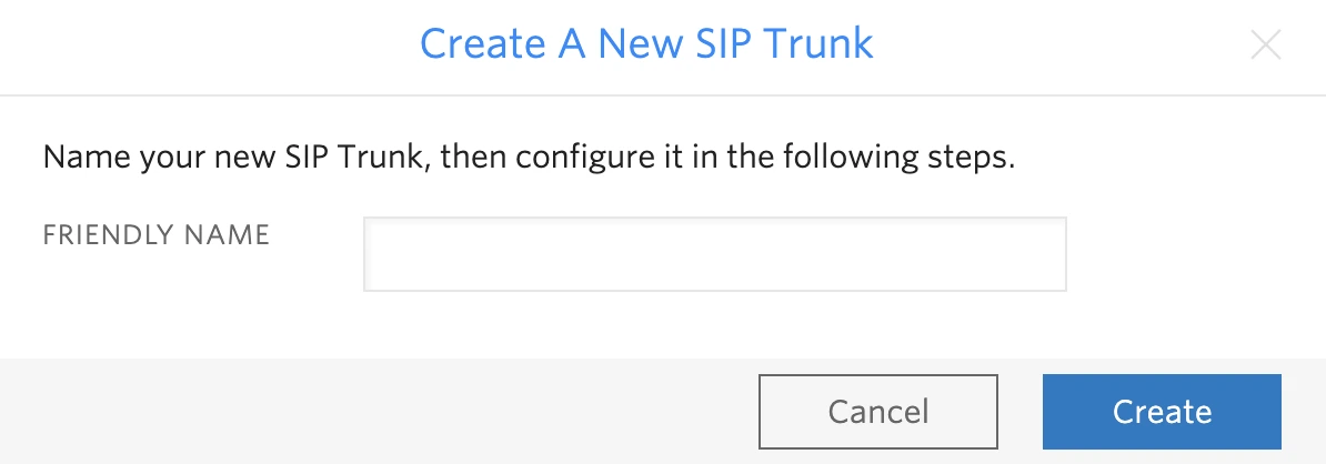 Create a new trunk in Twilio