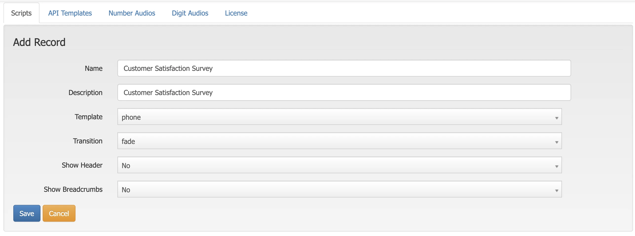 Add a new script for satisfaction survey