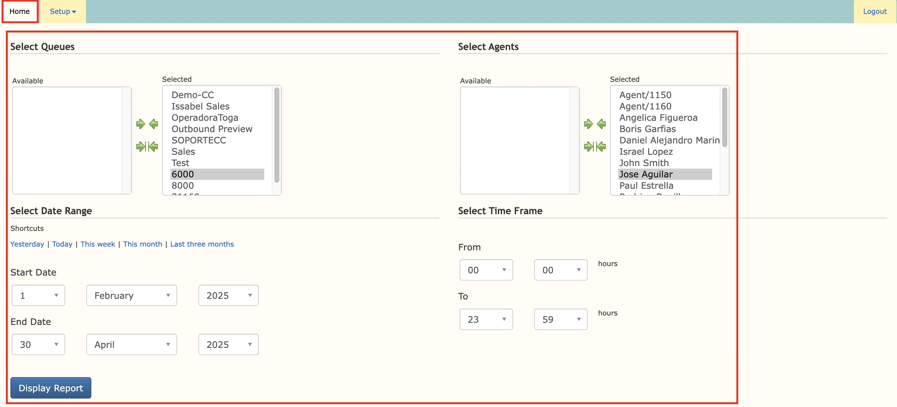 Asternic report home page