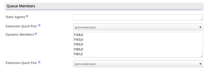 Queue configuration details