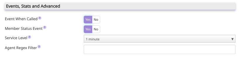 Queue configuration details