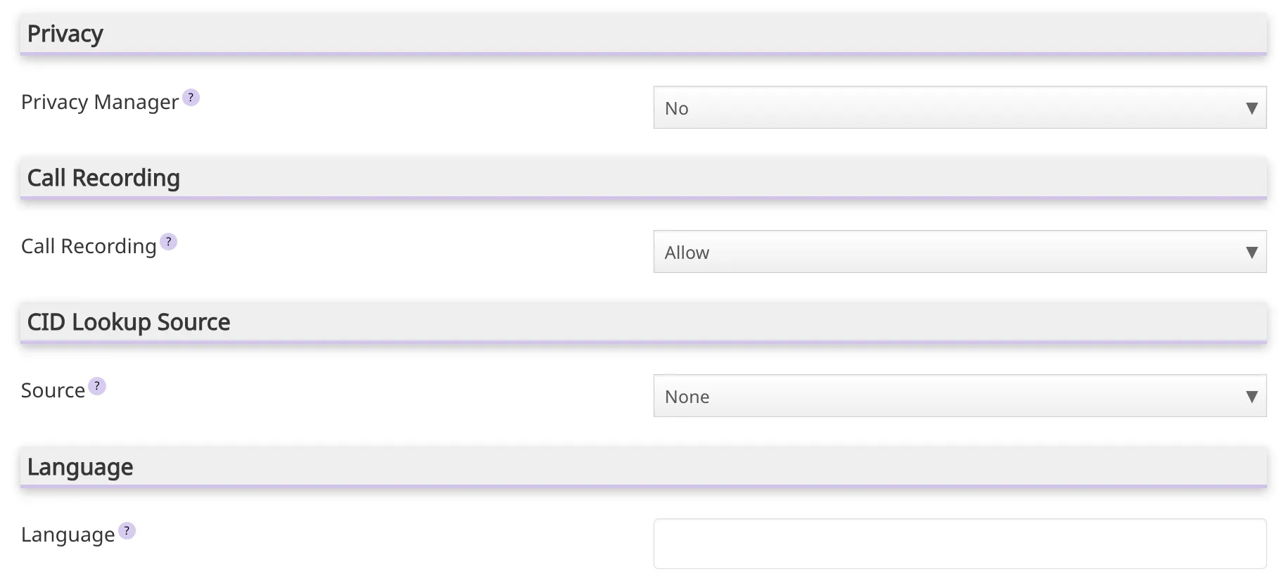 Inbound routes parameters 2