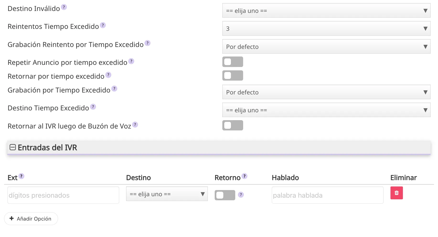 Parámetros del IVR 2