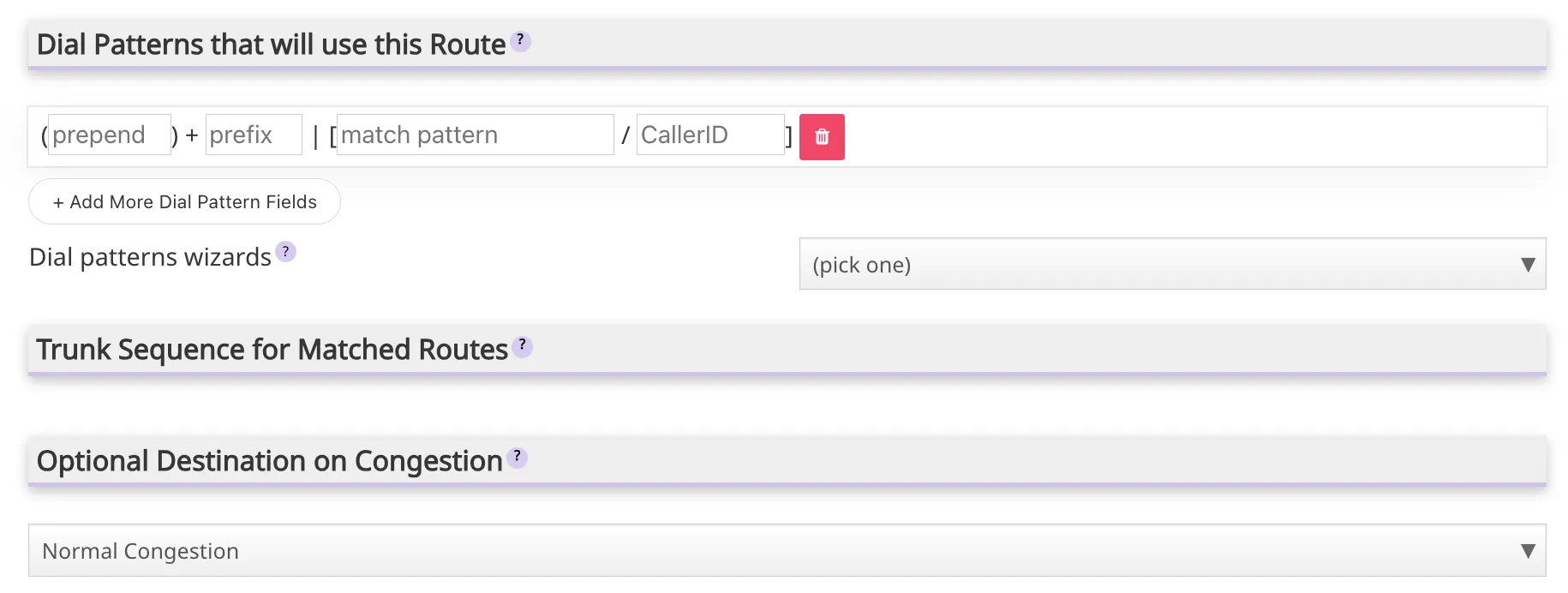 Outbound routes parameters 2