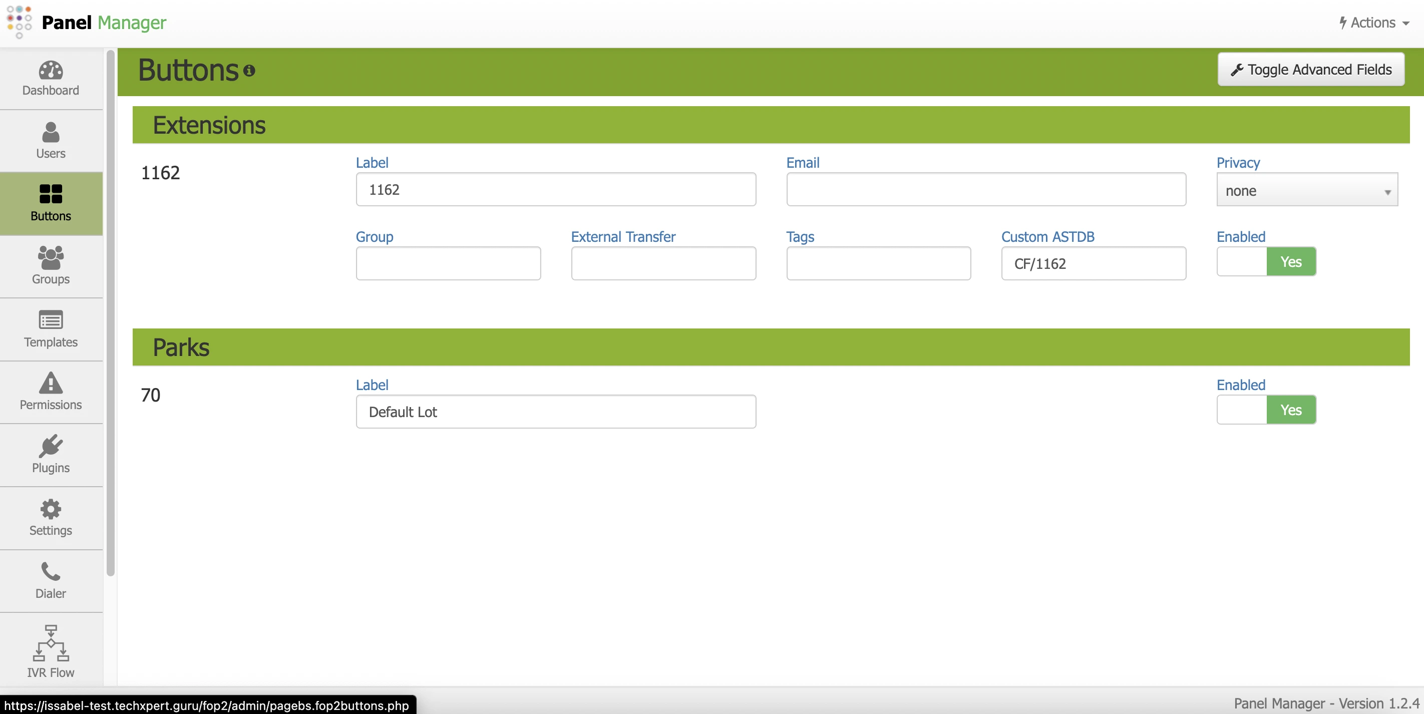 Panel Manager Buttons