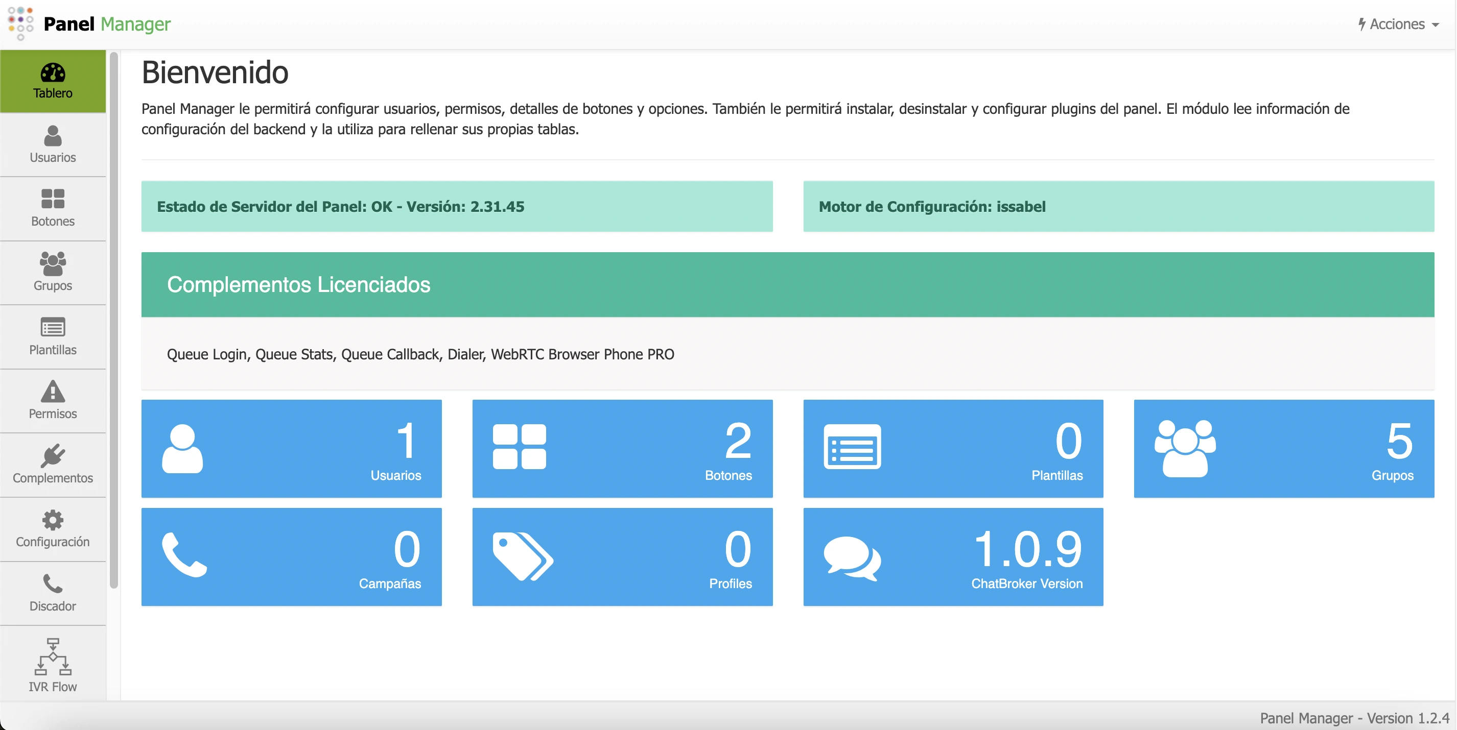 Dashboard de Panel Manager