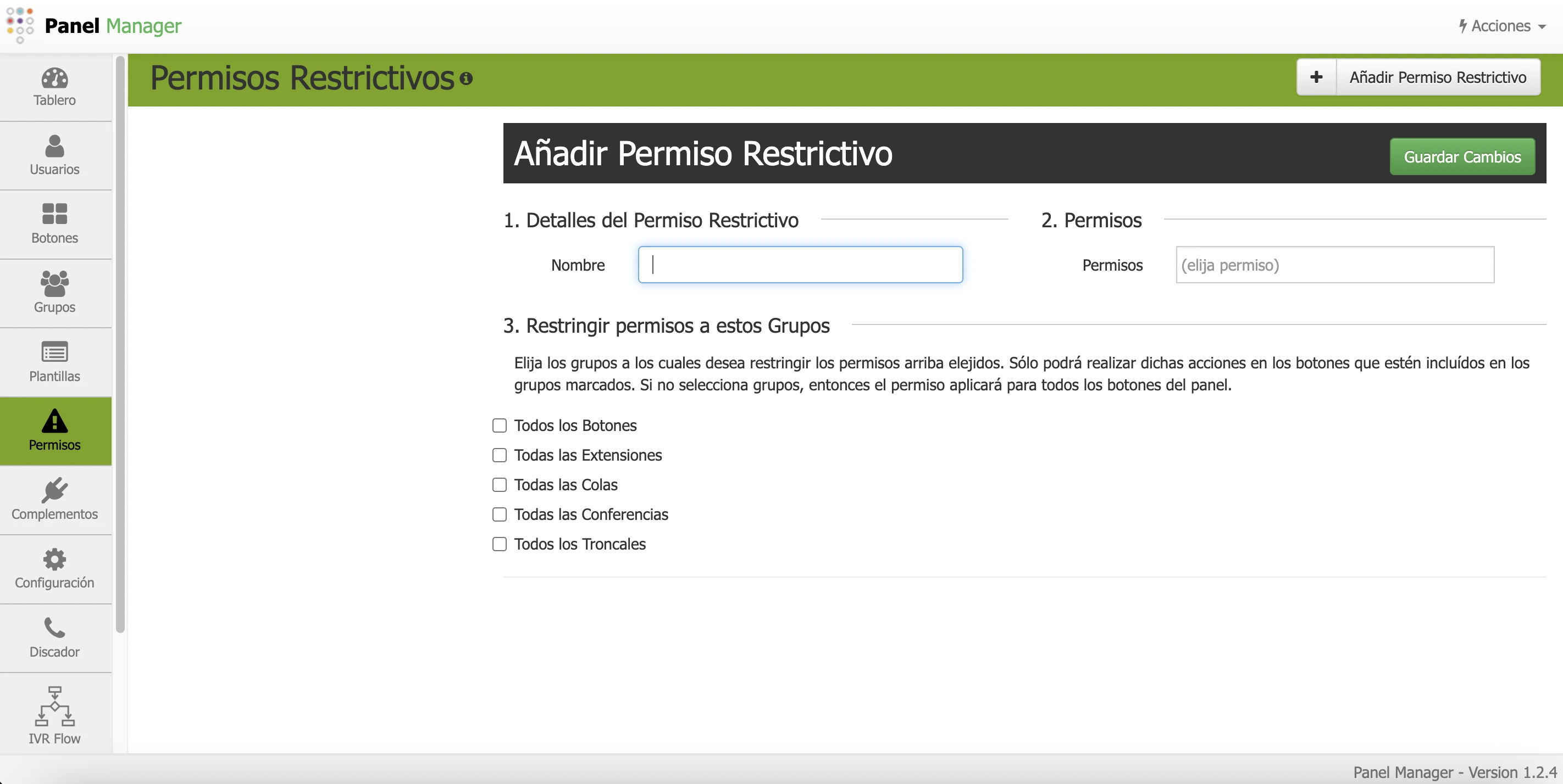 Permisos de Panel Manager