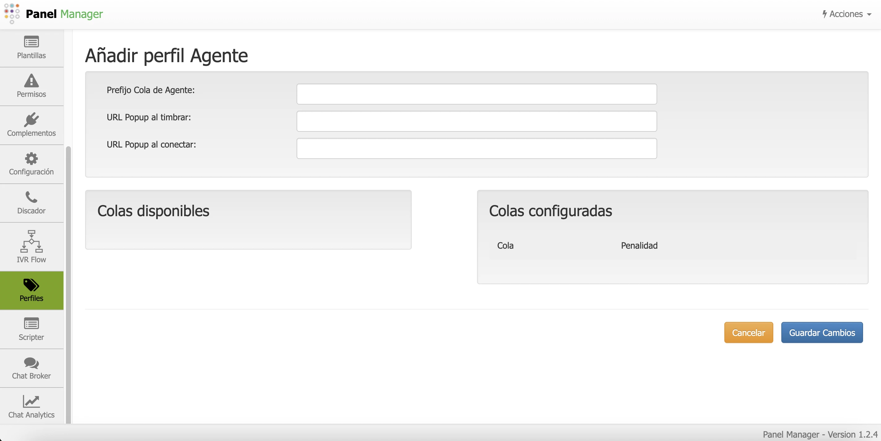 Perfiles de Panel Manager