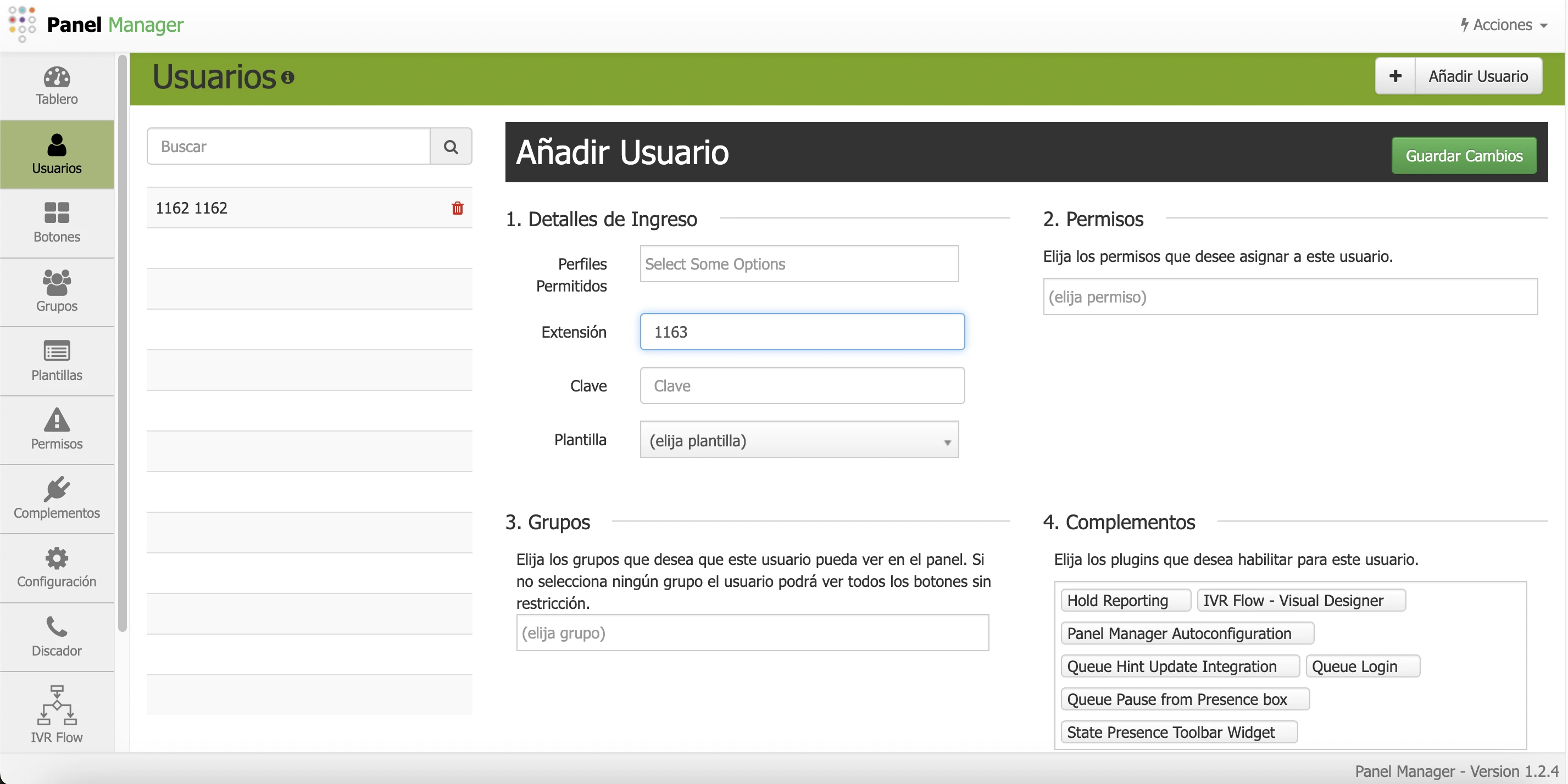 Usuarios de Panel Manager