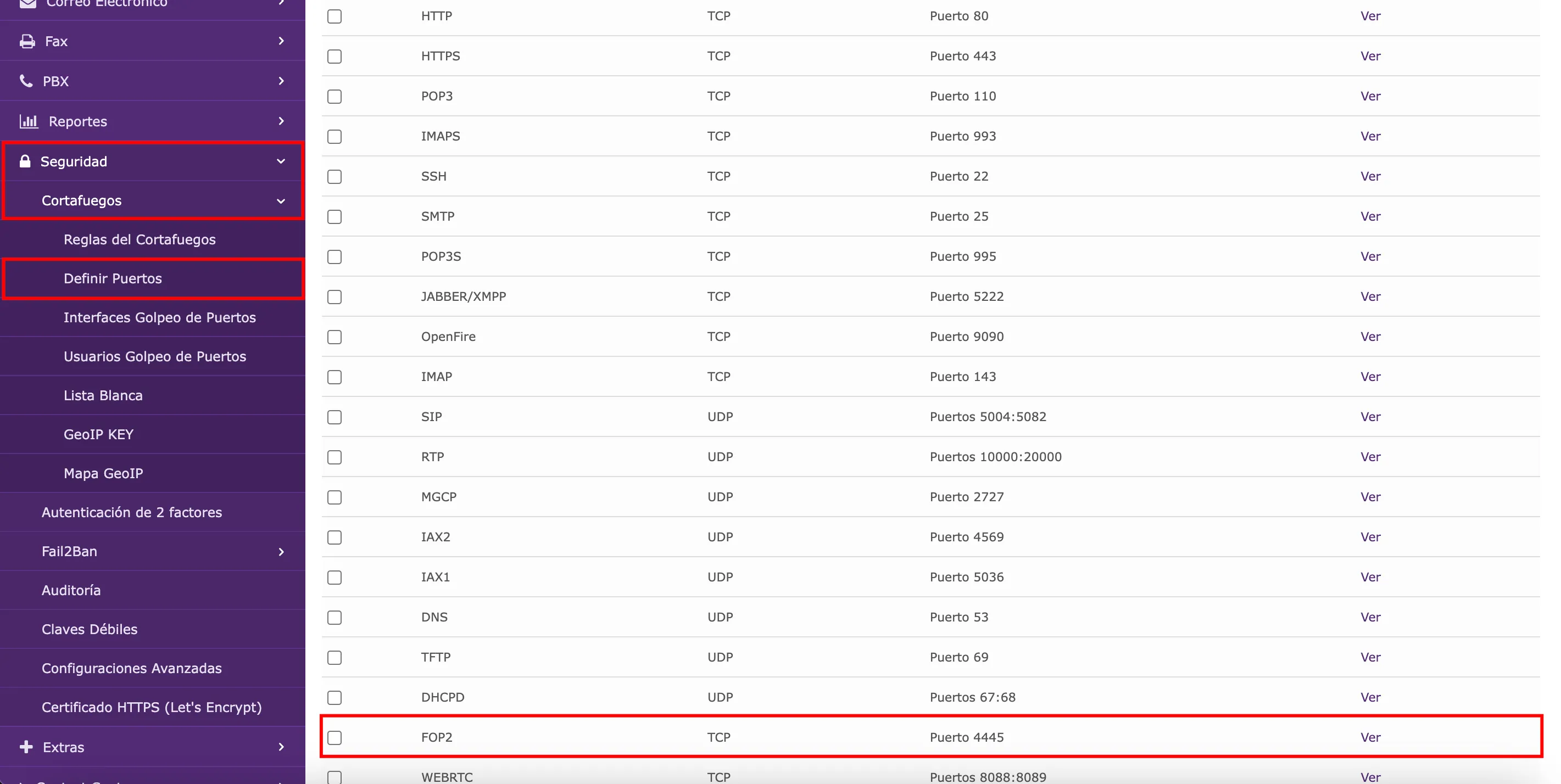 Definición de Puertos