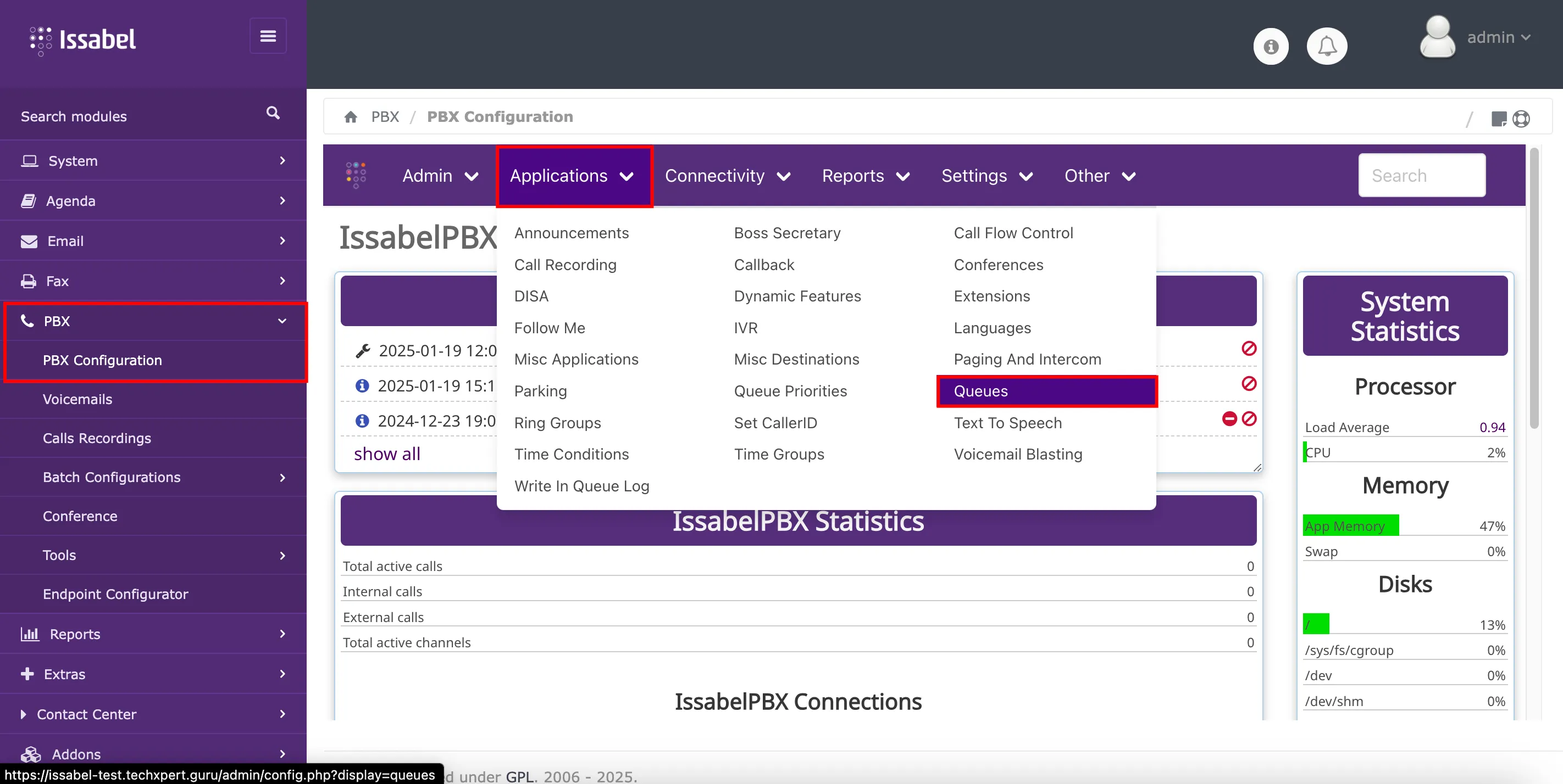 Access to the queuing module