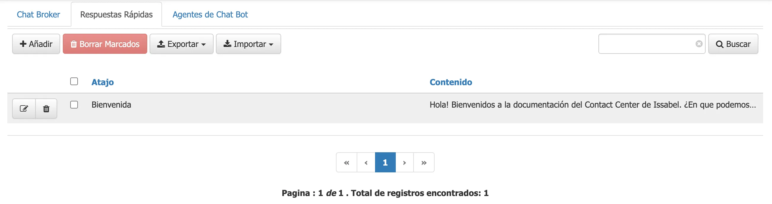 Lista de respuestas rápidas