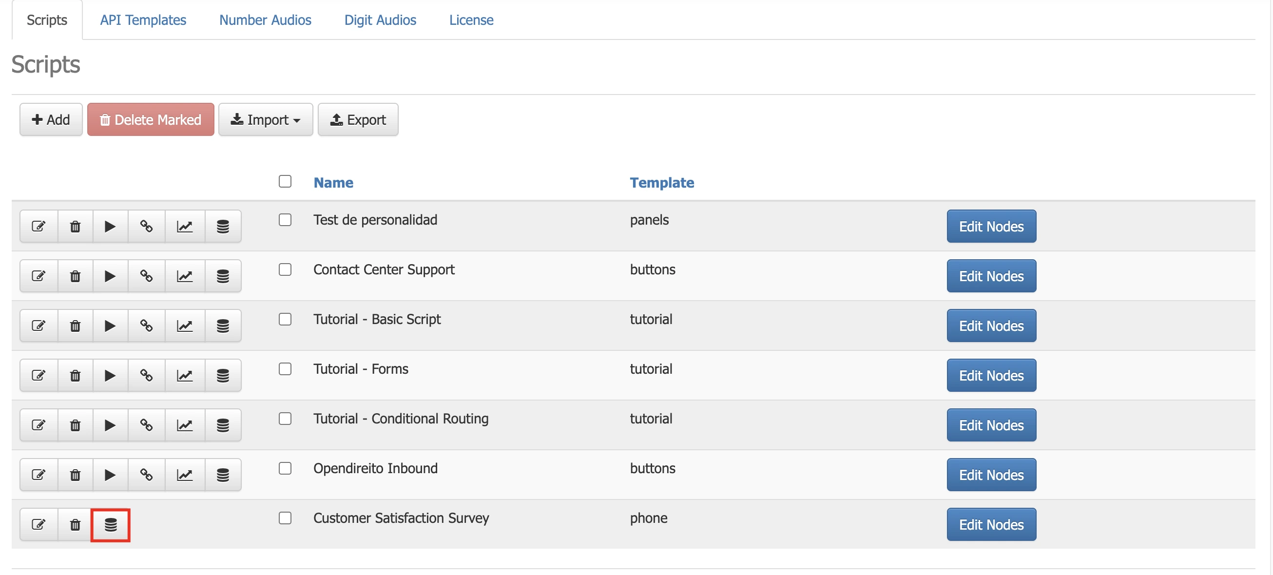 Add advanced actions in nodes