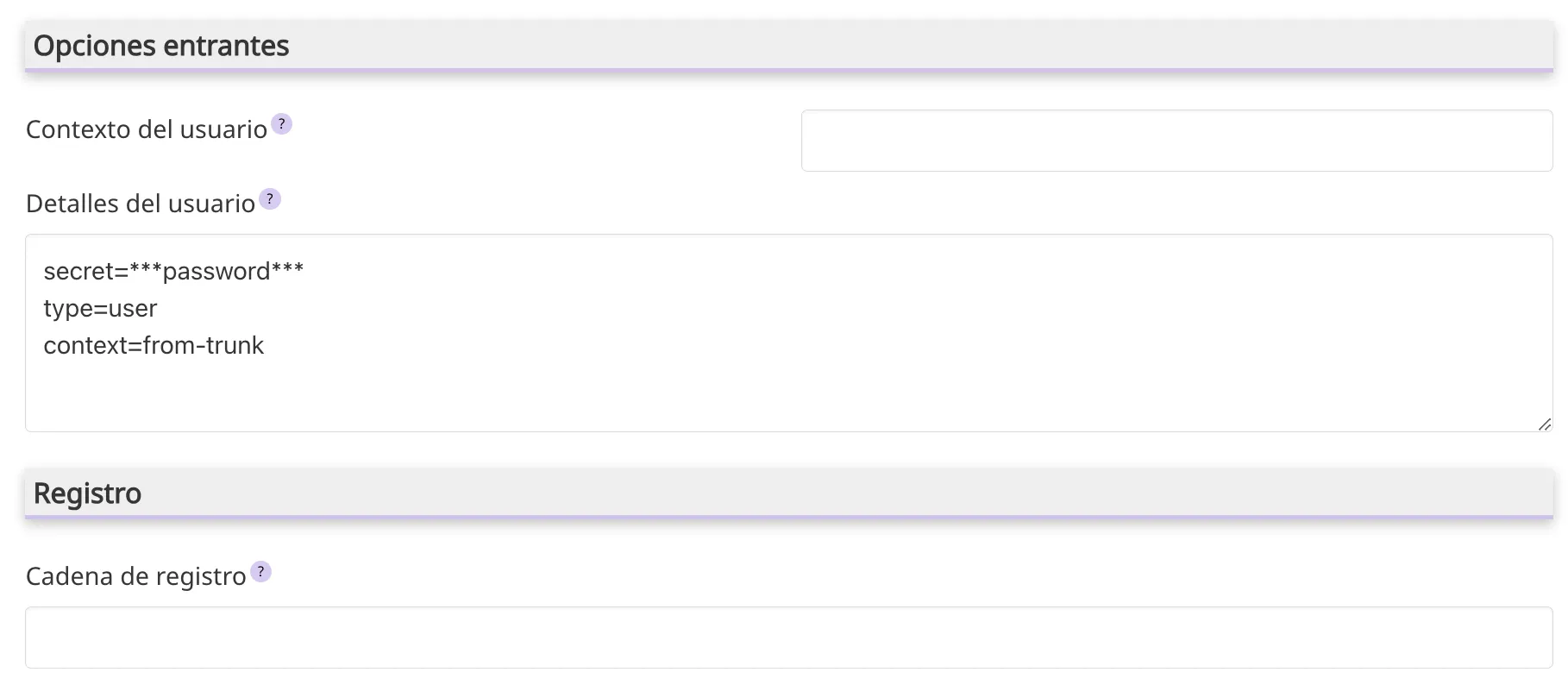 Parámetros de Troncales 3