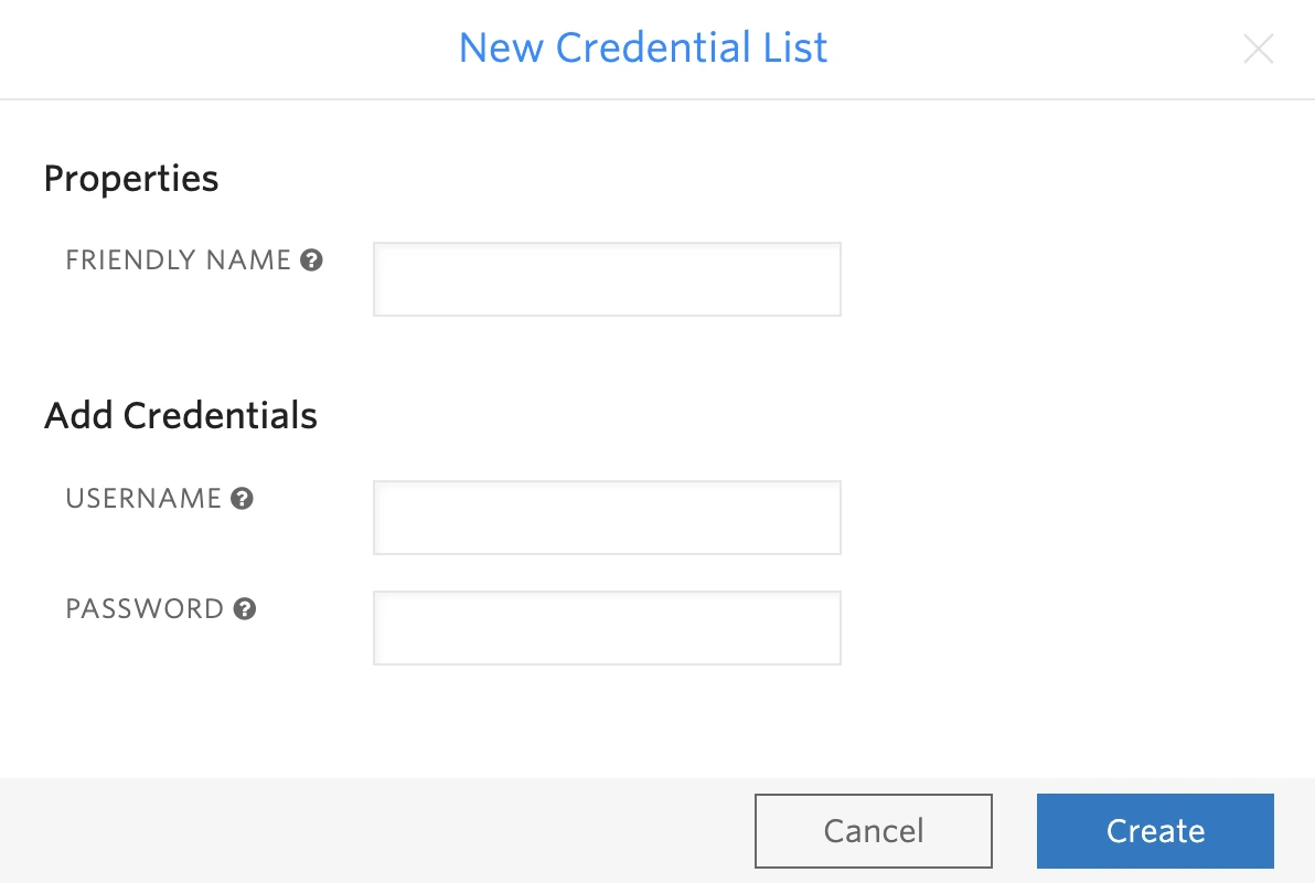 Credential list configuration for trunks in Twilio
